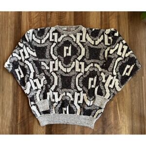 Bugatchi Sweater Mens Medium Multicolor Abstract Geometric Crewneck Pullover